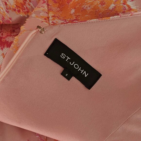 ST. JOHN PINK WASHED BOUQUET JACQUARD DRESS (6) - Picture 6 of 10